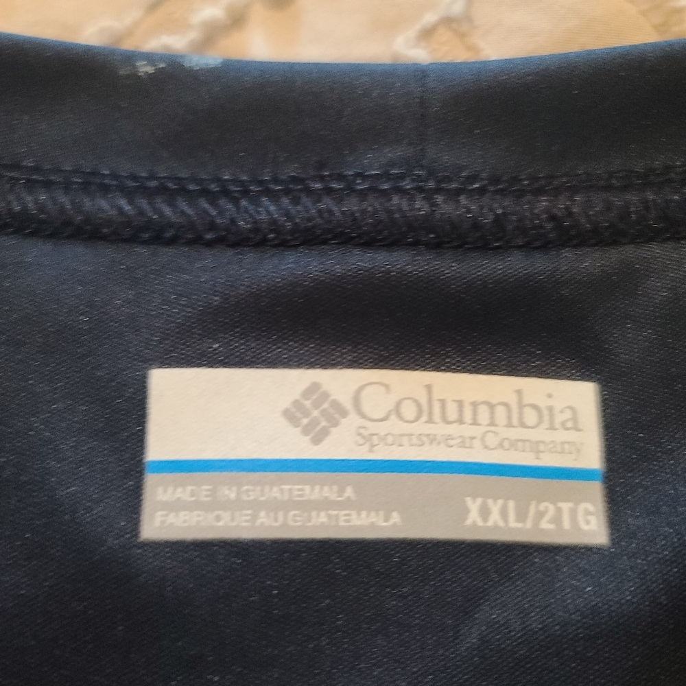 Columbia Navy Long-Sleeve Performance Tee with Orange Sleeve Branding. H-6 - Picture 4 of 5